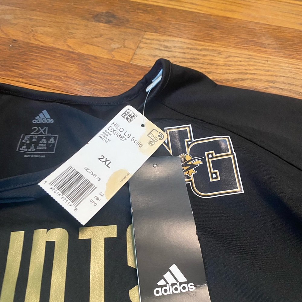 Adidas Saints 20 mens Long Sleeve Performance Tee Black Gold Size 2XL NWT - Picture 7 of 7